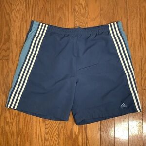 Adidas Men's Navy and Light Blue Athletic Shorts